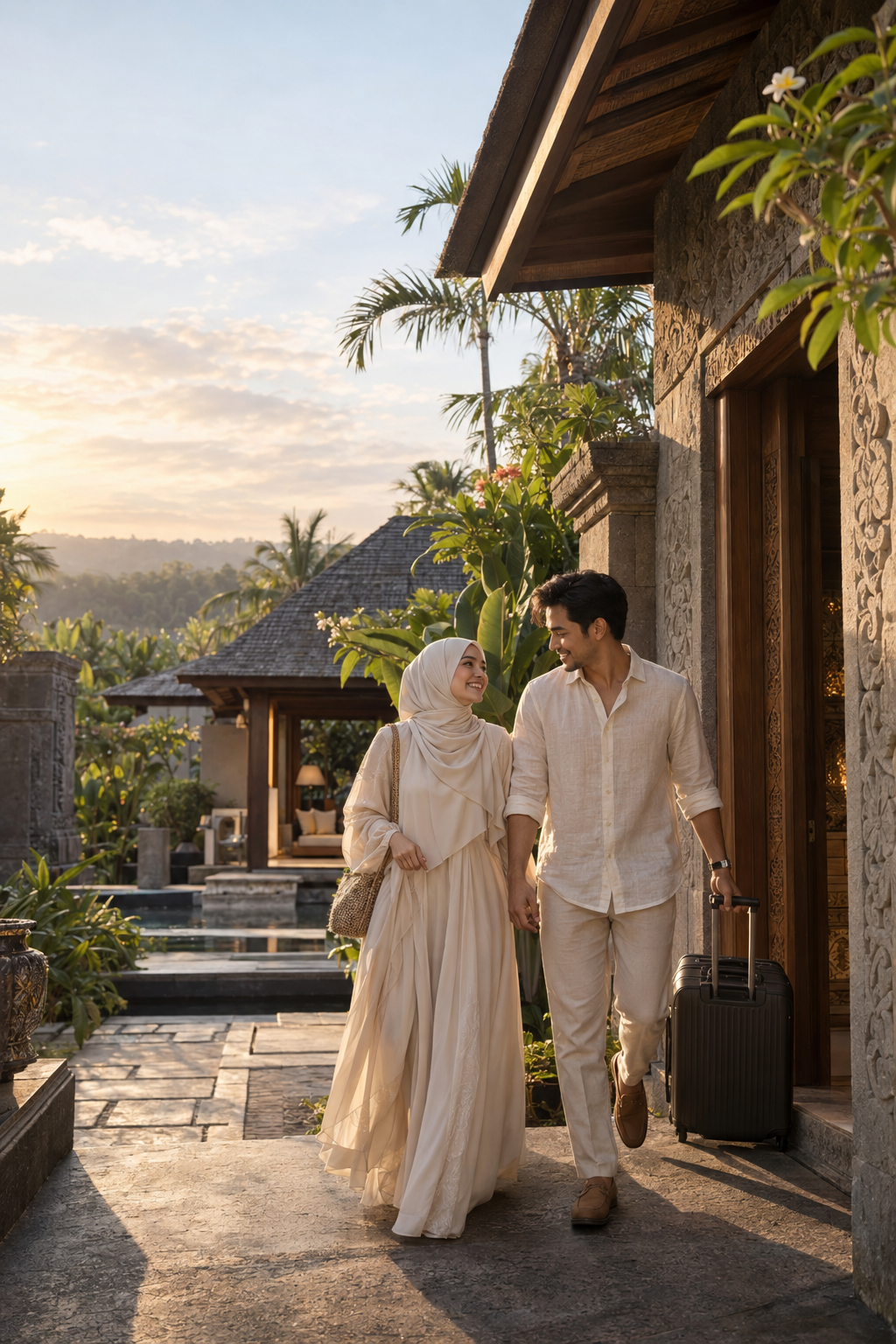 Bali temple and tropical landscape